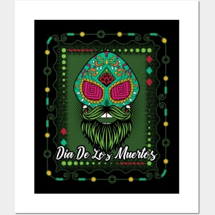 Sugar Skull Day Of The Dead Green Posters and Art